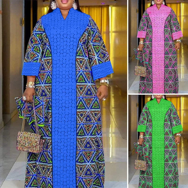 Women Floral Printed Maxi Dress 2025 VONDA Autumn Long Sleeve Loose Long Robe Bohemian Vestidos Oversize V-neck Sundress Baggy