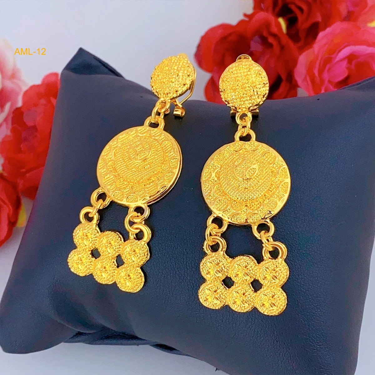 XuHuang African Gold Color Necklace Earring Sets Arab Ethiopia Nigeria Wedding Party Choke Ring Jewelry Dubai Gifts Wholesale