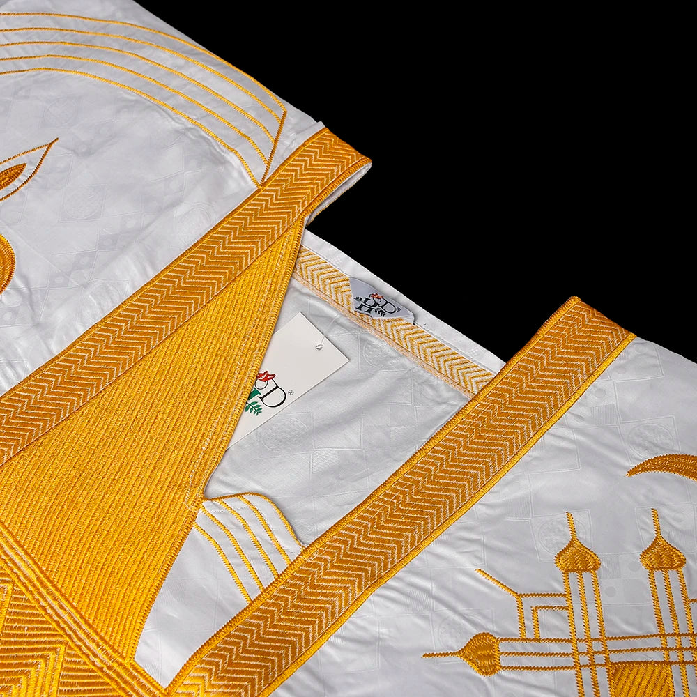 H&D Family Matching African Wedding Outfits For Husband and Wife Bazin Riche Robes Custom Couple Dashiki Set Boy Kid white Dress