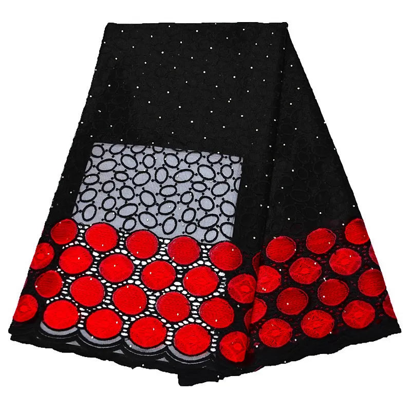White And Black Lace Fabric Hot Selling African Tulle Lace Fabric 5 Yards Nigerian Lace For Wwomen Dress