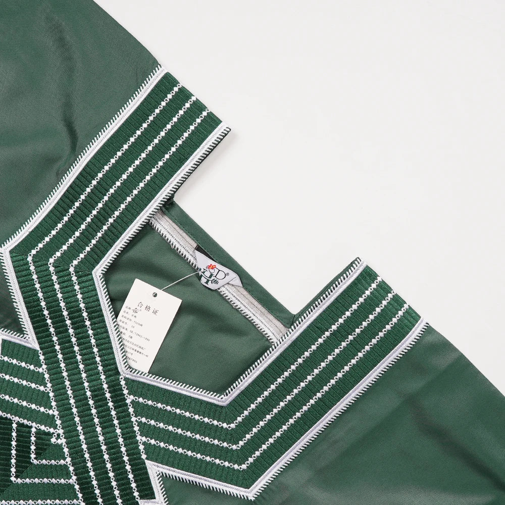 H&D African Clothes Plus Size For Men Elegant Party Wedding Thobe 3 PC Top and Pants Suits Set Daily Wear Embroidery Green Gown