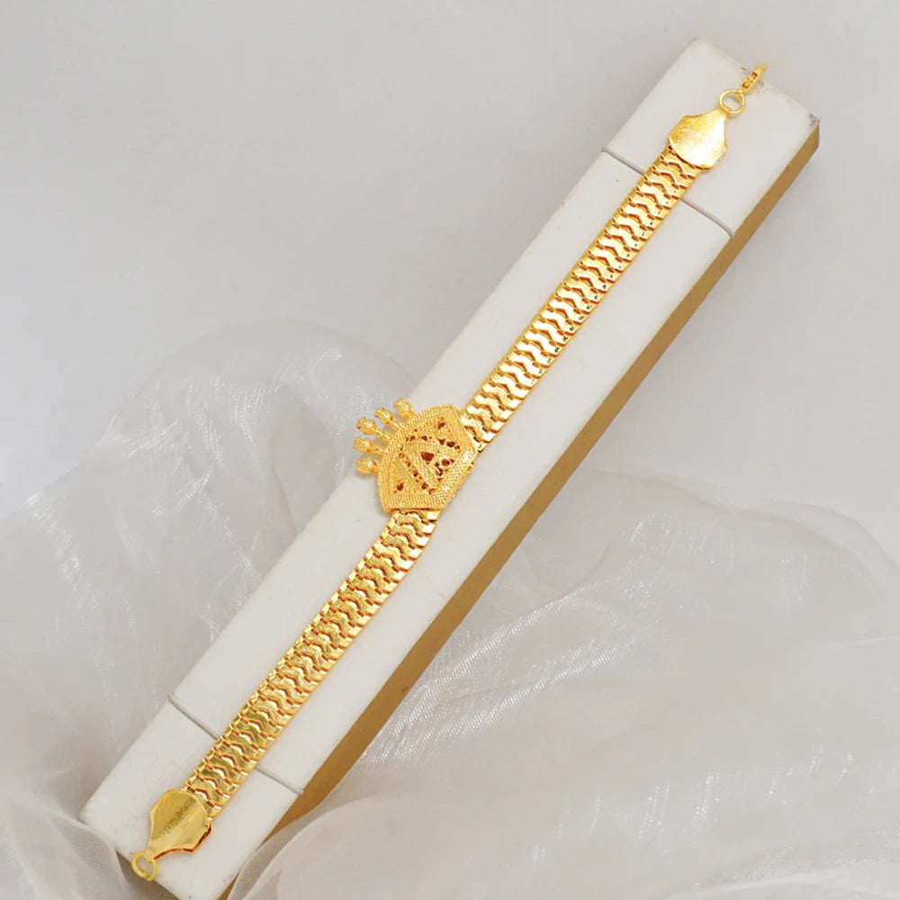 Trendy Nigerian Dubai Gold Color Jewelry Set For Women Tassel Long Chain Bridal Long Necklace Bracelet Earring Ring Wedding Sets