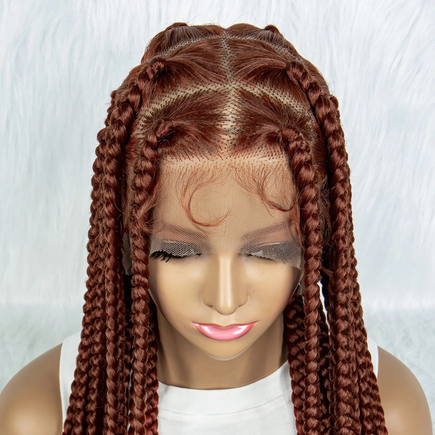 HD Full Lace Braided Wigs for Black Women Box Braids Synthetic Lace Front Wig Big Square Knotless Box Braids With Baby Hair