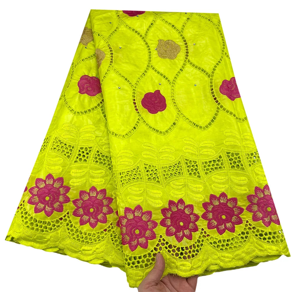 African Bazin Riche Fabric for Dress, African Lace Fabric, Nigerian Embroidery, 100% Cotton, 2.5Yards, F05, Latest