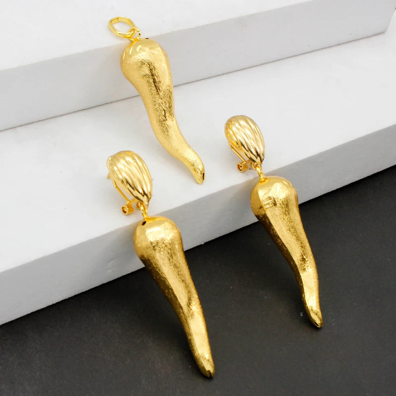 Brazilian Jewelry Set For Women Chili Earrings Pendant Dubai Nigerian African 24k Gold Plated Wedding Jewellery Bridal Sets