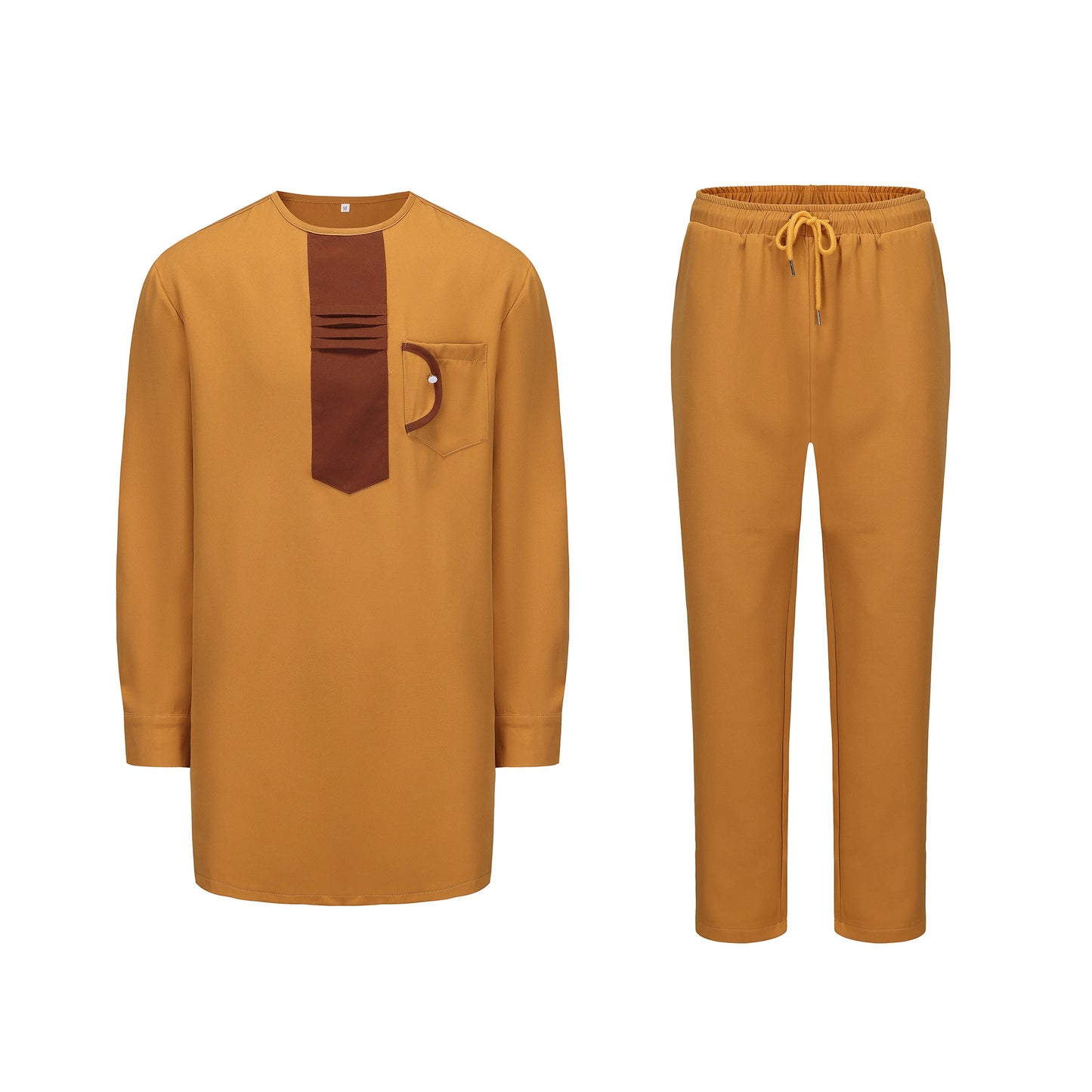 Dashiki Men Clothing 2 Pieces Long Sleeve Outfit African Clothes For Men Solid Color Casual Riche Shirt Pant Full Men‘s Suits