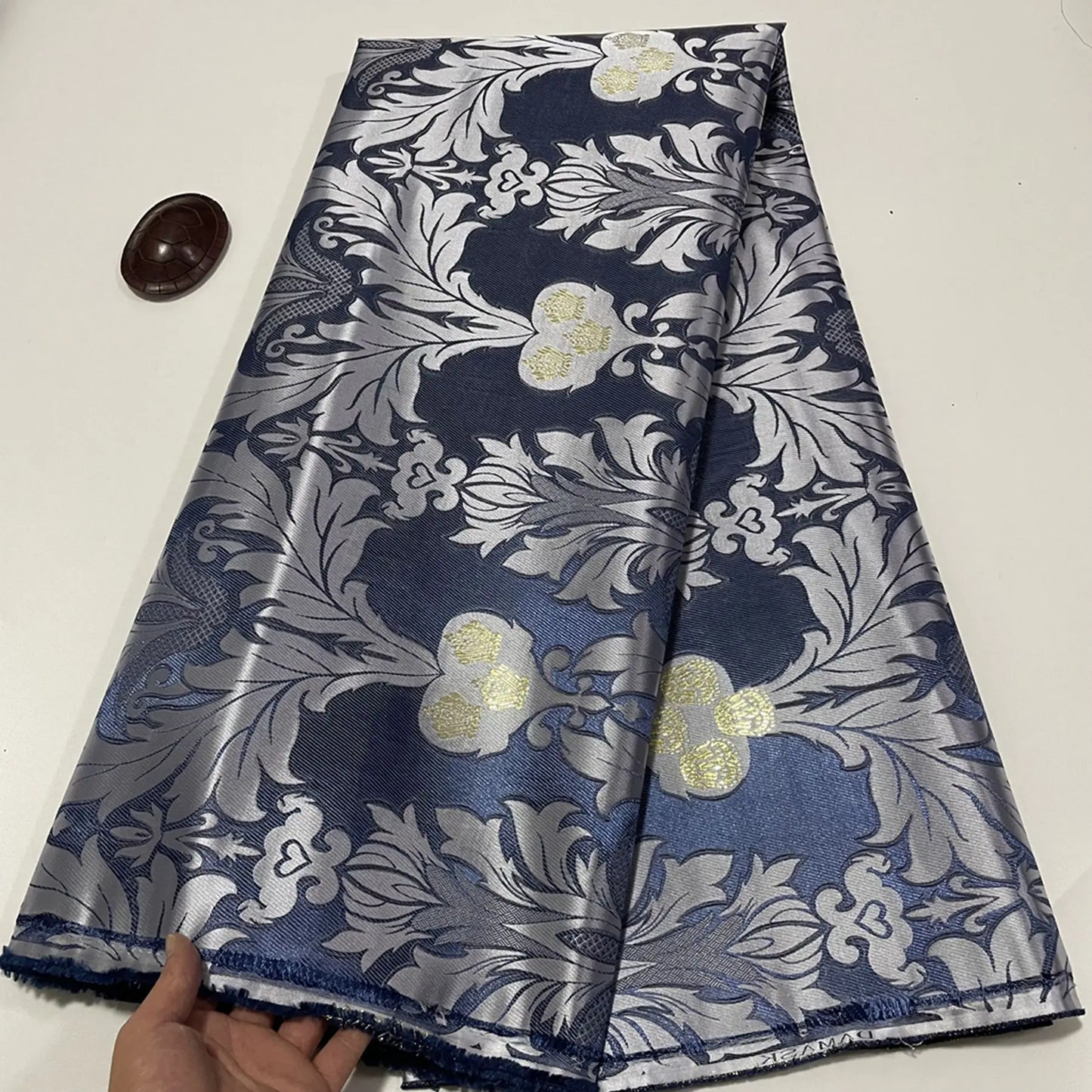 African Thick Damask Lace Fabric 2.5Yard Or 5Yards 2025 Jacquard Brocade Fabrics DIY Sew For Nigeria Women Headtie Aso obi Dress
