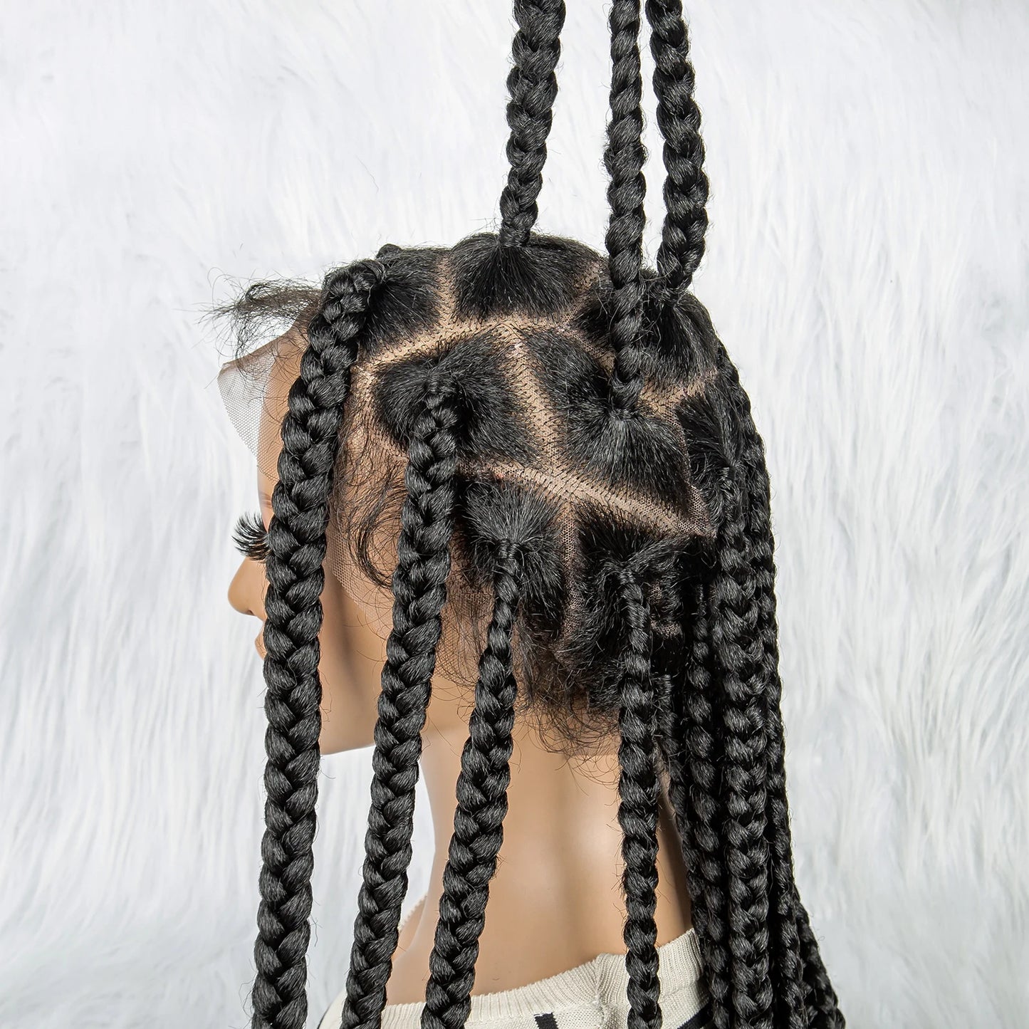 HD Full Lace Braided Wigs for Black Women Box Braids Synthetic Lace Front Wig Big Square Knotless Box Braids With Baby Hair