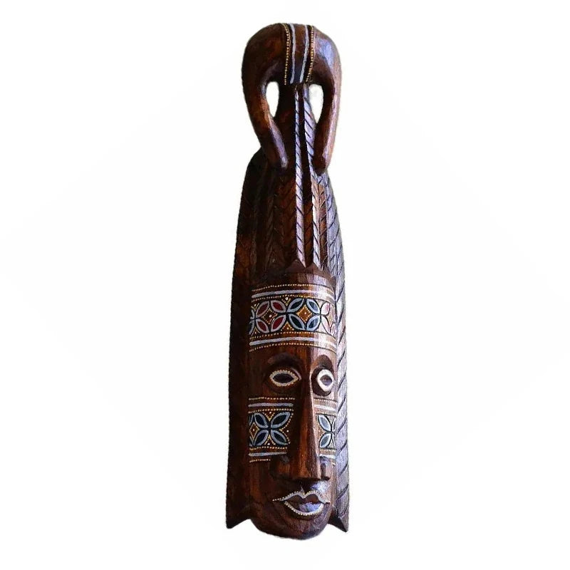50cm H Southeast Asian Style Wall Hanging Pendant Thai Wood Carving African Face Mask Creative Retro Home Bar Hotel Decoration