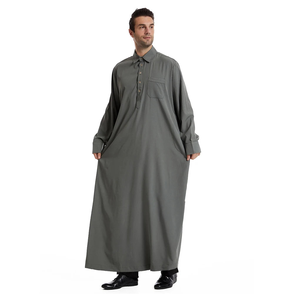 New Islamic Muslim Men Clothing Loose Jubba Thobe Abaya Front Zipper Musulmane Homme Caftan Maxi Robes Pakistan Arabia Dress