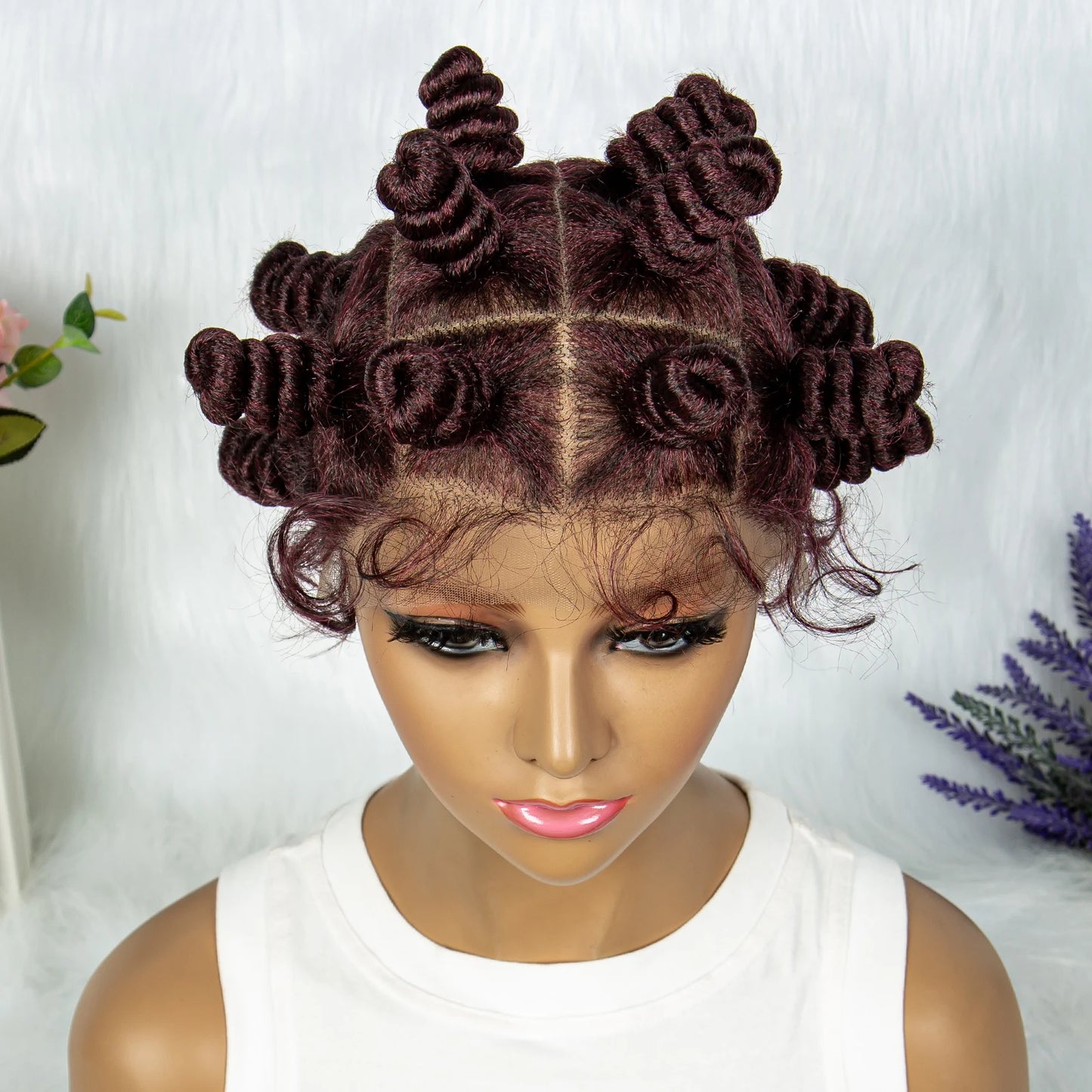 Knotless Braids Wig Synthetic Box Braided Hair Twist Braided Buns Wig Full Lace African Braiding Hair For Black Women