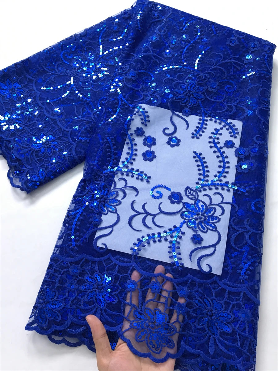 For Sewing Luxury Midi Party Dresses French Tulle Mesh Lace Newest Design African Nigerian Embroidered Lace Fabric,2.5yards 3846