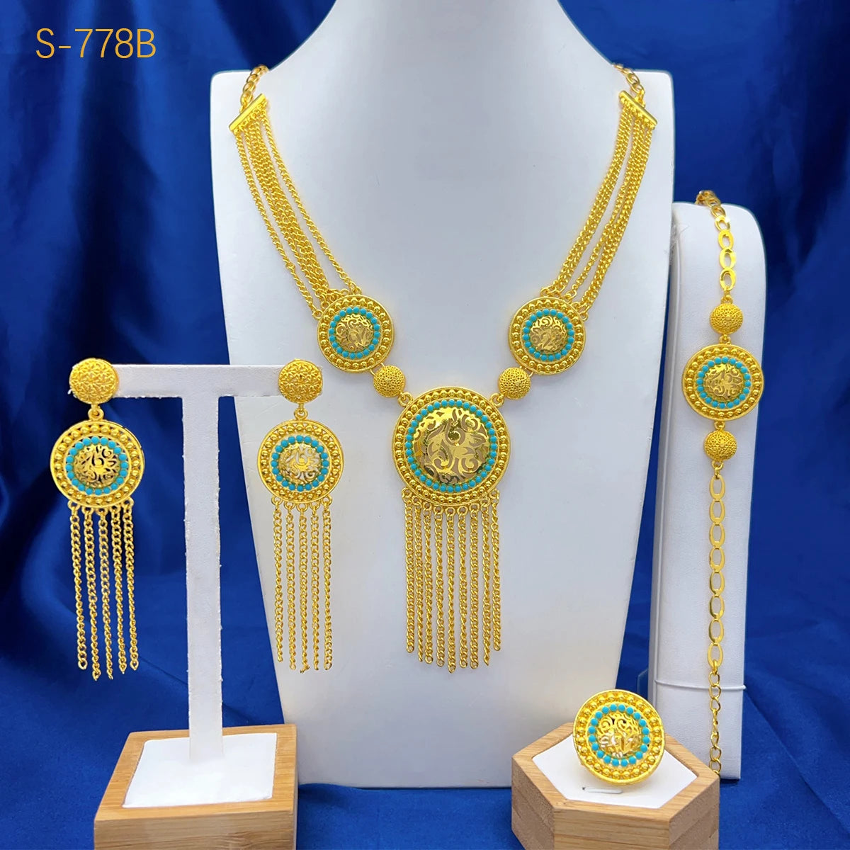 ANIID Dubai 24K Gold Color Long Jewelry Sets Wedding African Necklace Earrings For Women Nigerian Indian Bridal Set Party Gifts