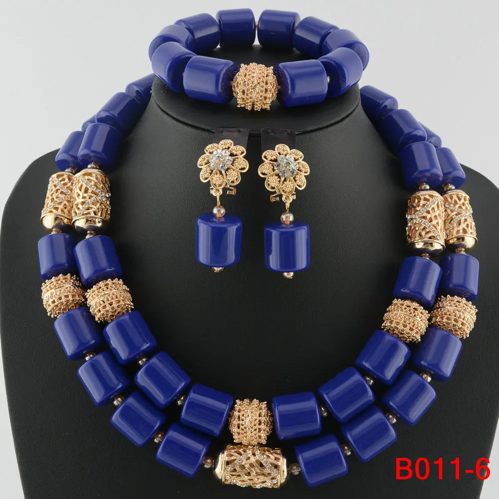 African Beads Wedding Necklace Set Artificial Coral Beads Jewelry Set Wholesale Nigeria Bride Wedding