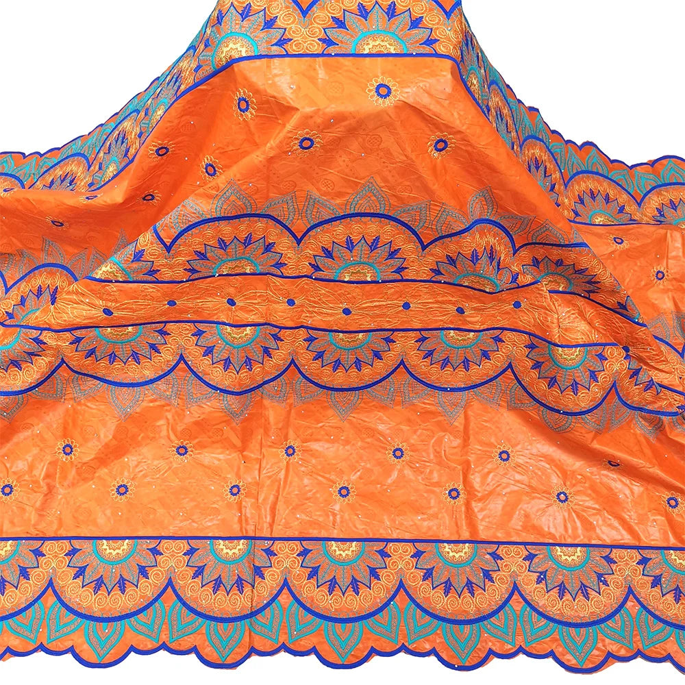 African Bazin Riche Fabric for Dress, African Lace Fabric, Nigerian Embroidery, 100% Cotton, 2.5Yards, F05, Latest