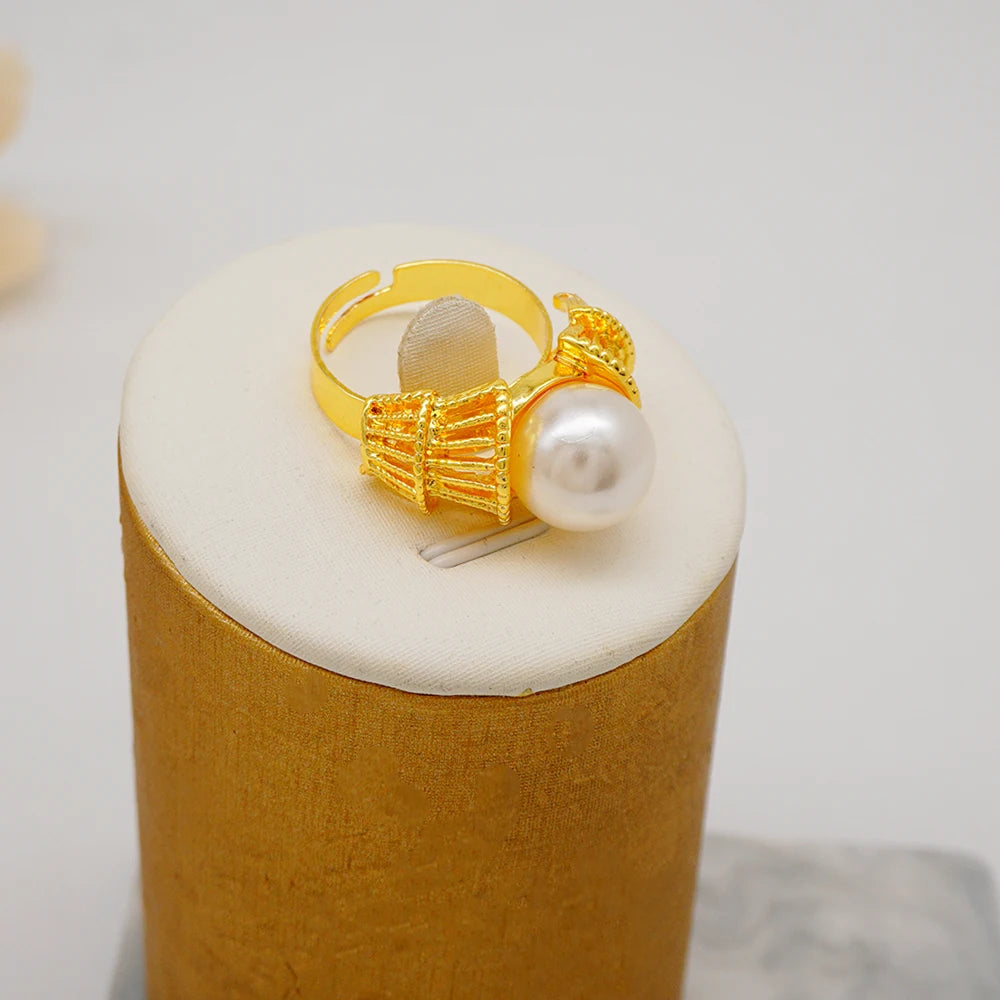 Trendy Nigerian Dubai Gold Color Jewelry Set For Women Tassel Long Chain Bridal Long Necklace Bracelet Earring Ring Wedding Sets