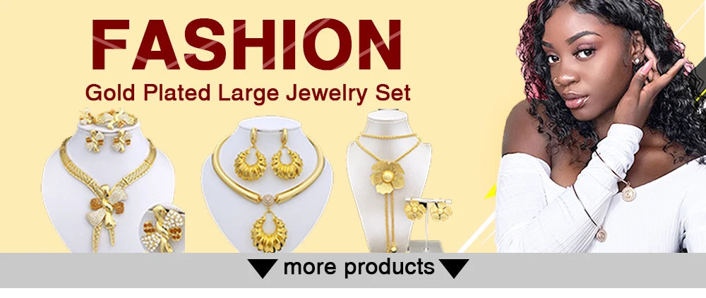 Africal Gold Color Big Jewelry Set Hollow Out Design Necklace Bracelet Earring Ring For Women Bridal Wedding Jewellery Gift