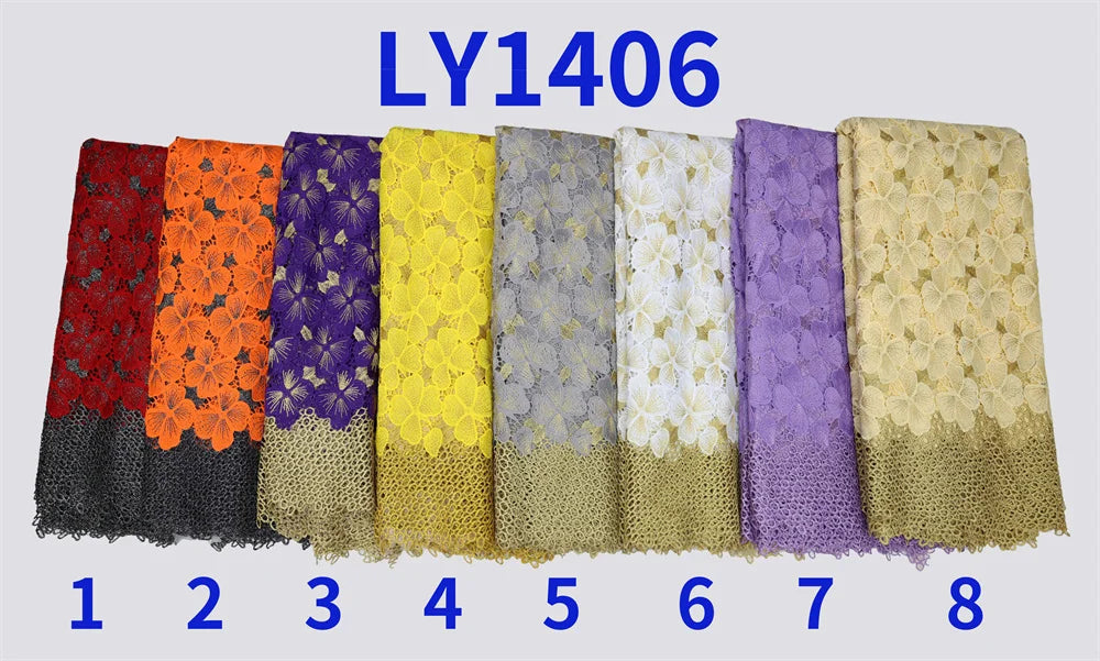 Fashionable Skin Friendly Guipure Lace Fine Cotton Textured African Cord Lace Cupion Fabric 5 Yards Occasional Couple Wear
