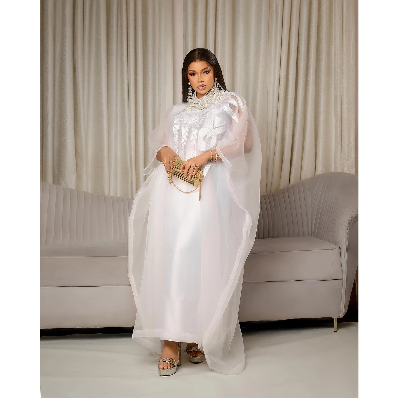 African Dress For Woman Embroidery Design Ladys Clothes Plus Size Dresses For Women Floor Length
