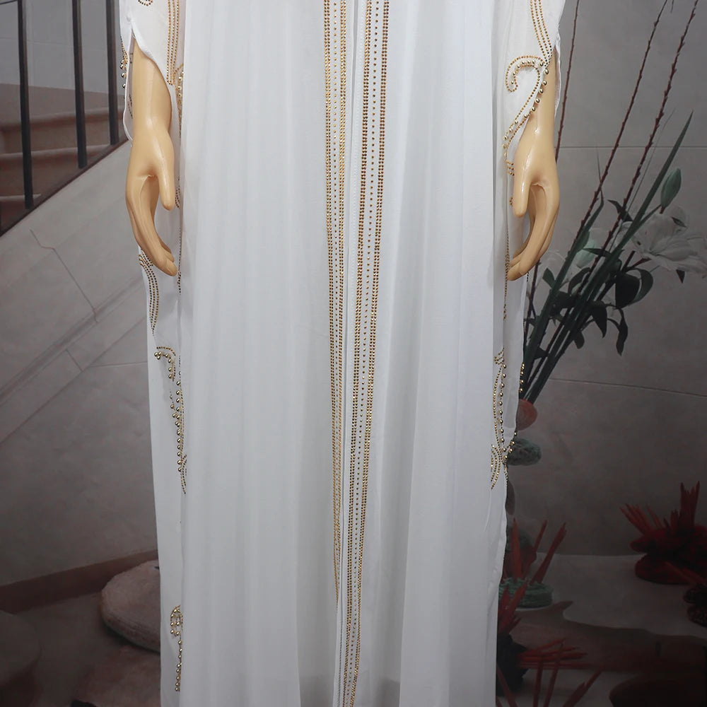 Elegant and beautiful BUBU two-piece dress african women dresses chiffon african dress rhinestone robe soirée femme luxe