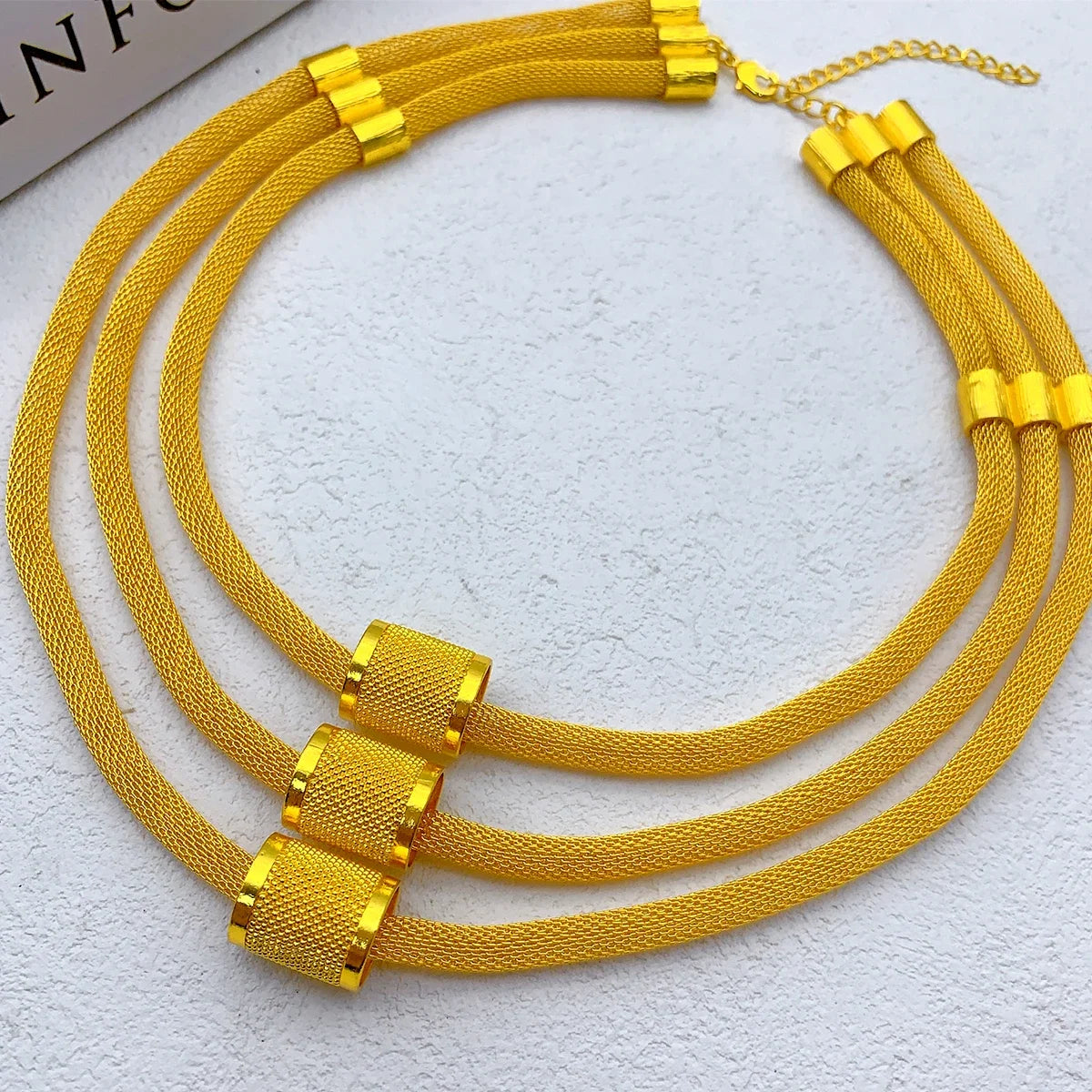 Luxury Dubai Ethiopian Multilayer Necklace And Earrings Sets For Women Indian Bridal 24k Gold Color Jewelry Set Wedding