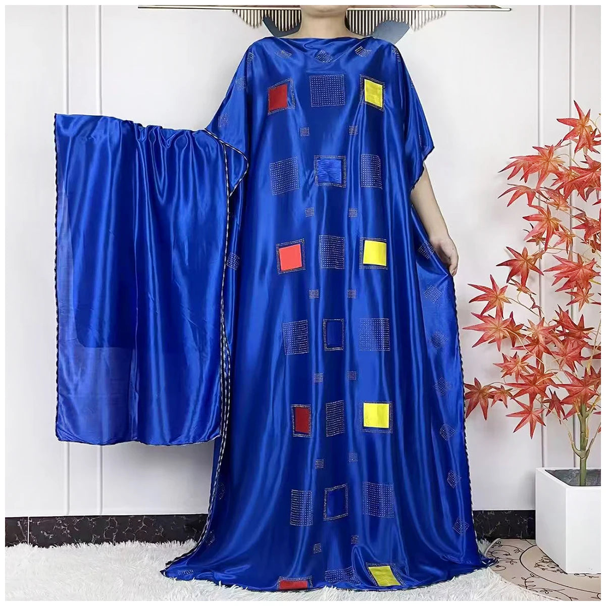 African Abaya For Women Kaftan islamic Clothing With Scarf African Women Dress Inlaid Mubarak Dubai Femme Luxury Muslim Dress