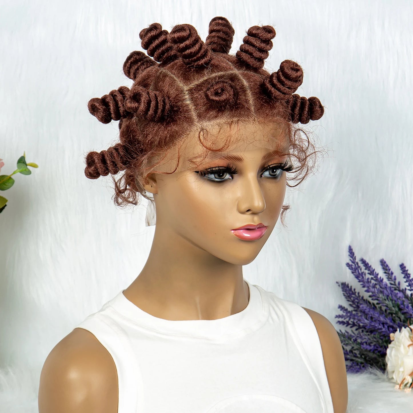 Knotless Braids Wig Synthetic Box Braided Hair Twist Braided Buns Wig Full Lace African Braiding Hair For Black Women