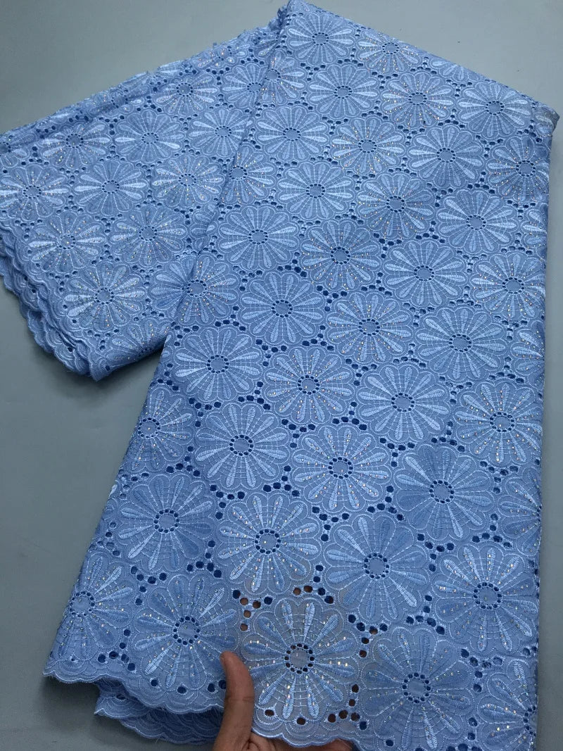 Nigerian Swiss Voile Cotton Fabric Lace African Lace Fabric with Stones Evening Party Dresses For Women High Quality2.5yards4200