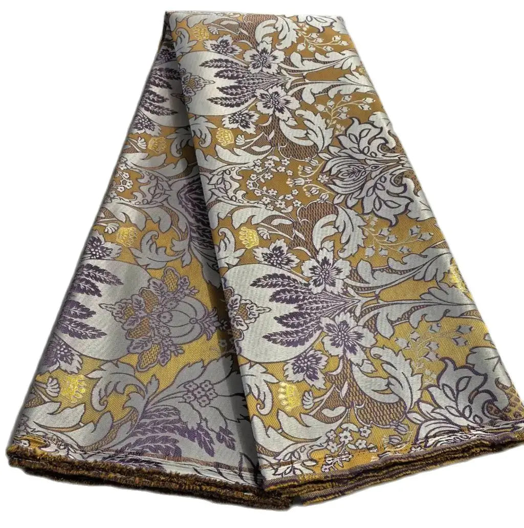 African Thick Damask Lace Fabric 2.5Yard Or 5Yards 2025 Jacquard Brocade Fabrics DIY Sew For Nigeria Women Headtie Aso obi Dress