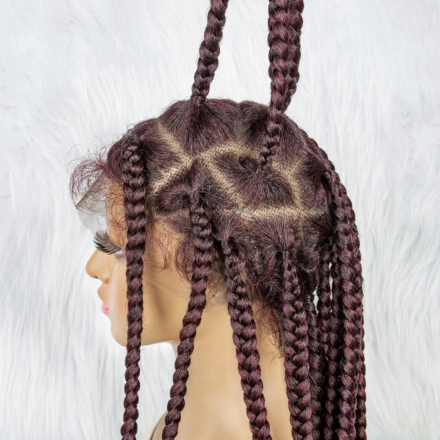 HD Full Lace Braided Wigs for Black Women Box Braids Synthetic Lace Front Wig Big Square Knotless Box Braids With Baby Hair