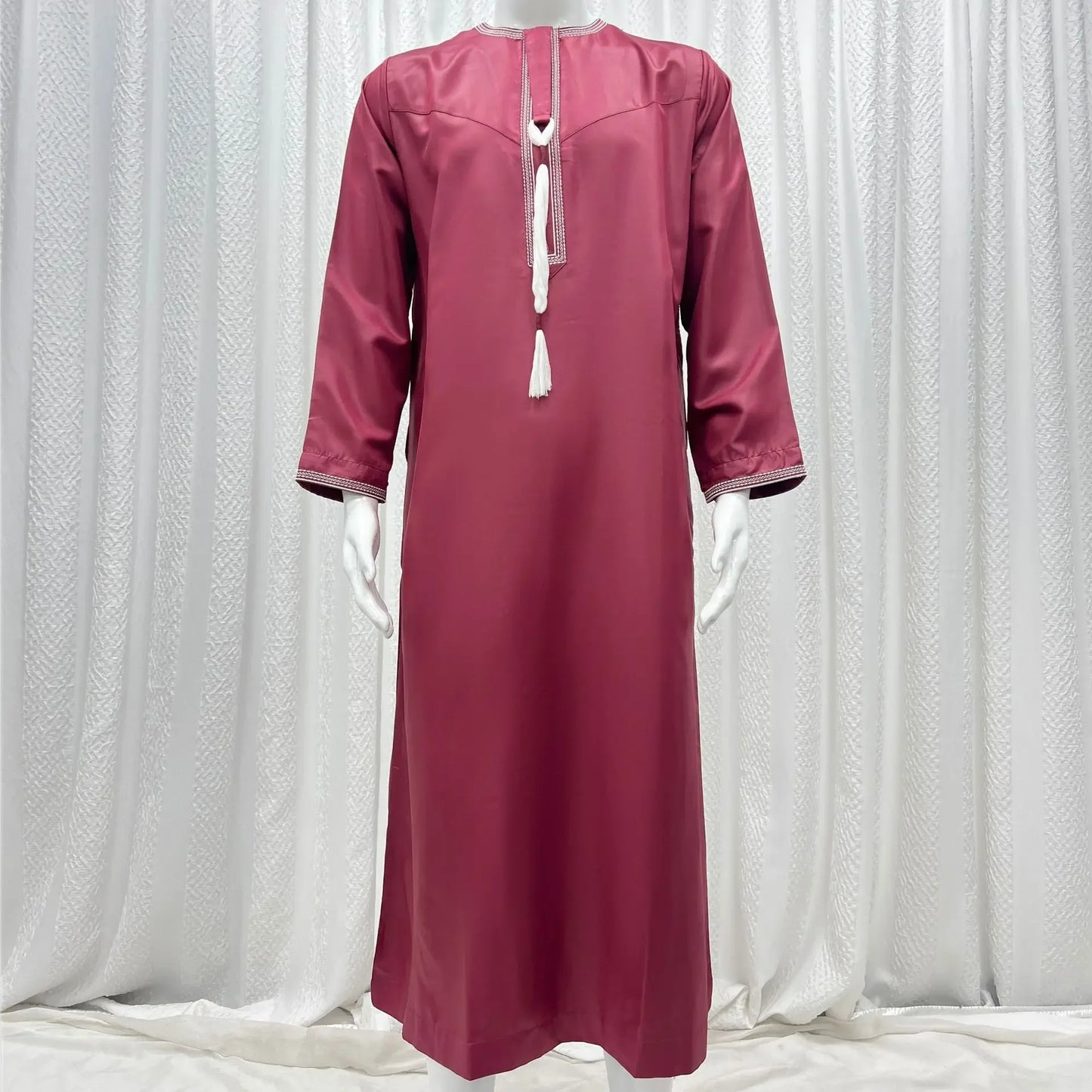 New Men's Muslim Fashion Abayas Dress O Neck Long Sleeve Pullover Kaftan Pakistan Saudi Arab Caftan Islamic Clothing Prayer Robe