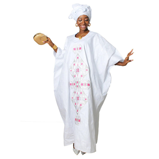 African Attire For Women Bazin Riche Embroidery Plus Size Elegant Party Church Dress