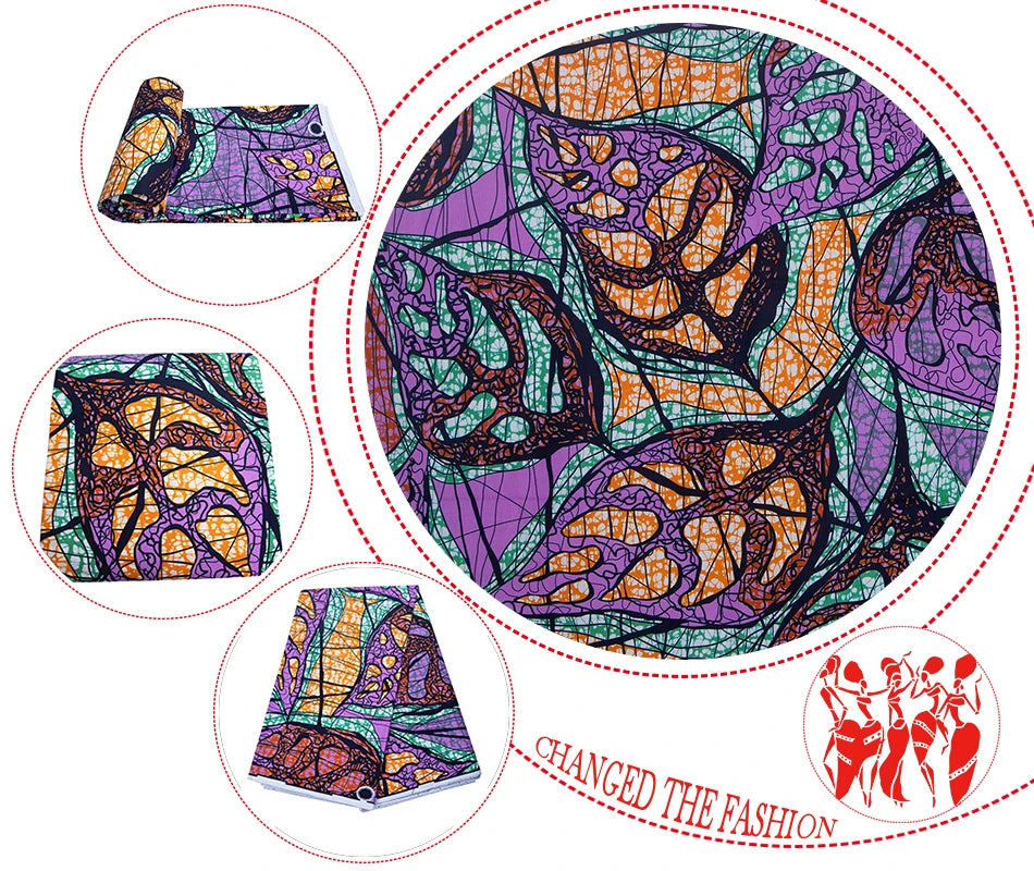 African Wax Fabric 100% Cotton Nigeria Ankara Wax Fabric Block Prints Batik Pagne Soft Sewing Fabric