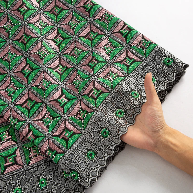 Kalume African Cotton Lace Fabric With Stones 2025 High Quality Embroidery Swiss Voile Lace In Switzerland For Dresses F4149