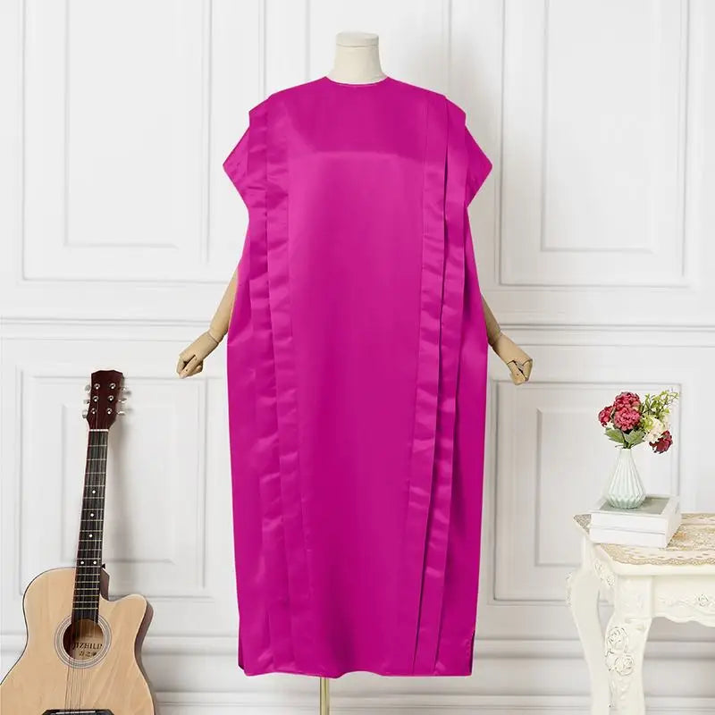 VONDA Oversize Women Maxi Dress Elegant Short Sleeve Ruffled Satin Silk Party Sundress 2024 Casual Loose Solid Color Summer Robe