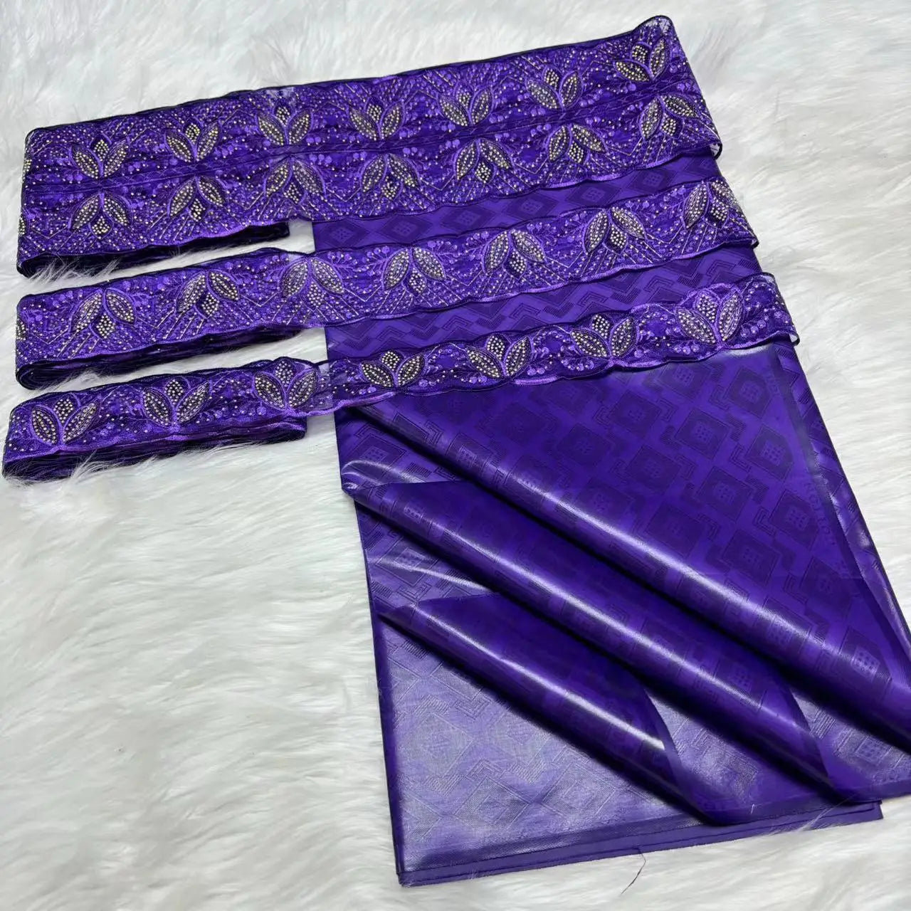 5 Yards/lot Perfume Bazin Riche Soft Brocade Fabric With 15 yards Lace Embroidered Trim Accessories Ribbon For Crafts Sewing