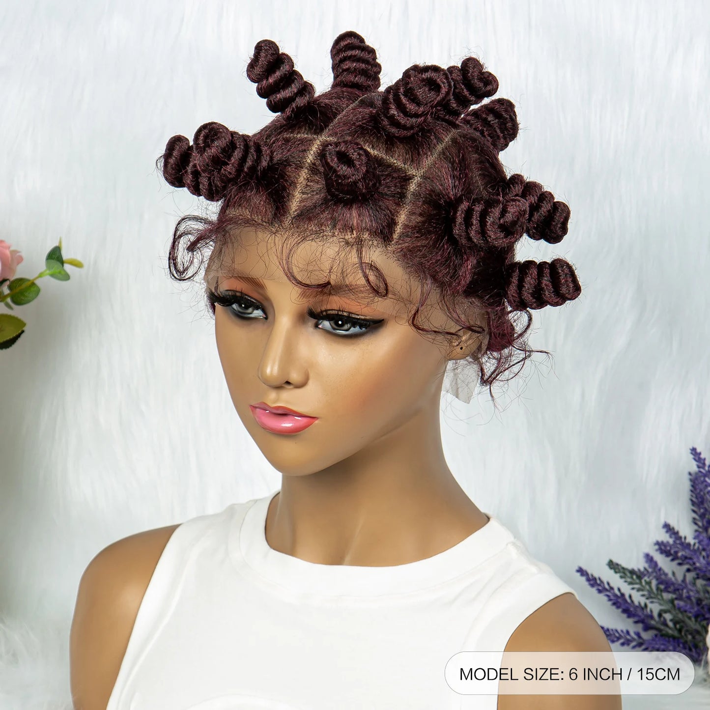 Knotless Braids Wig Synthetic Box Braided Hair Twist Braided Buns Wig Full Lace African Braiding Hair For Black Women