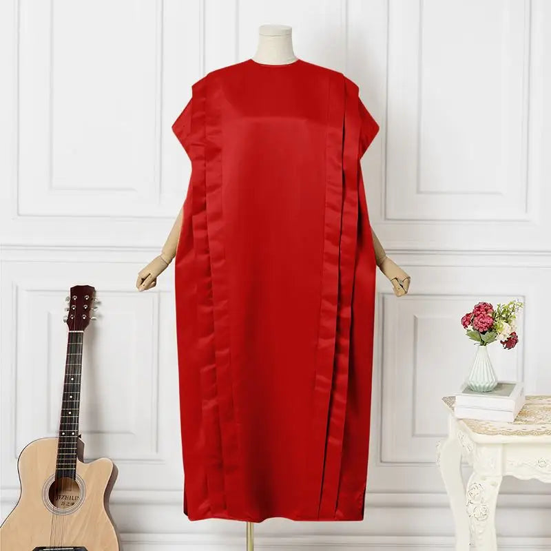 VONDA Oversize Women Maxi Dress Elegant Short Sleeve Ruffled Satin Silk Party Sundress 2024 Casual Loose Solid Color Summer Robe