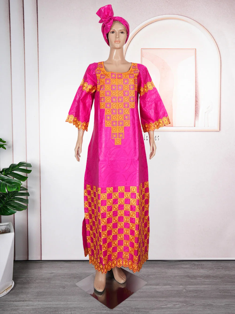 H&D New African Dresses For Women Embroidery Bazin Floral Boho Dresses Ankara Rich Long Robes Tradition Party Wedding Ramadan