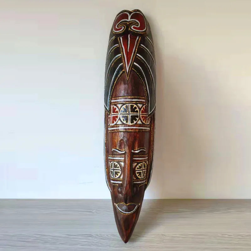 50cm H Southeast Asian Style Wall Hanging Pendant Thai Wood Carving African Face Mask Creative Retro Home Bar Hotel Decoration