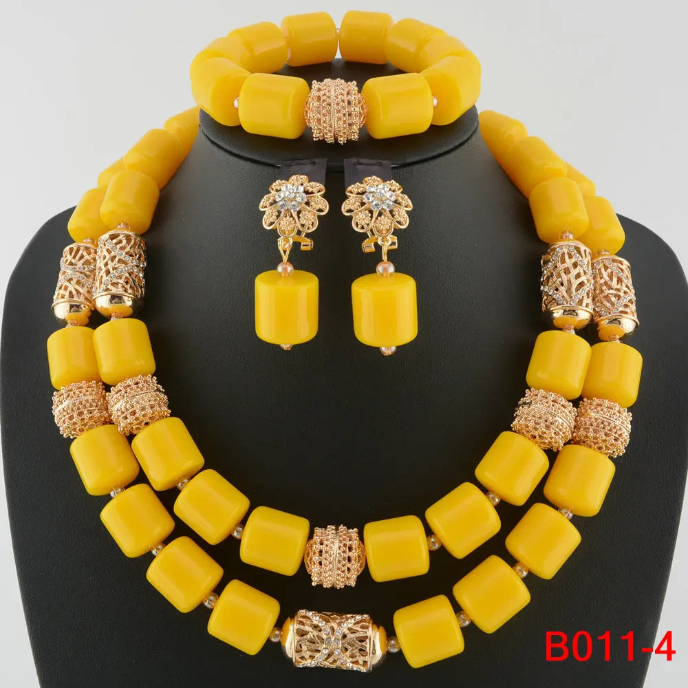 African Beads Wedding Necklace Set Artificial Coral Beads Jewelry Set Wholesale Nigeria Bride Wedding