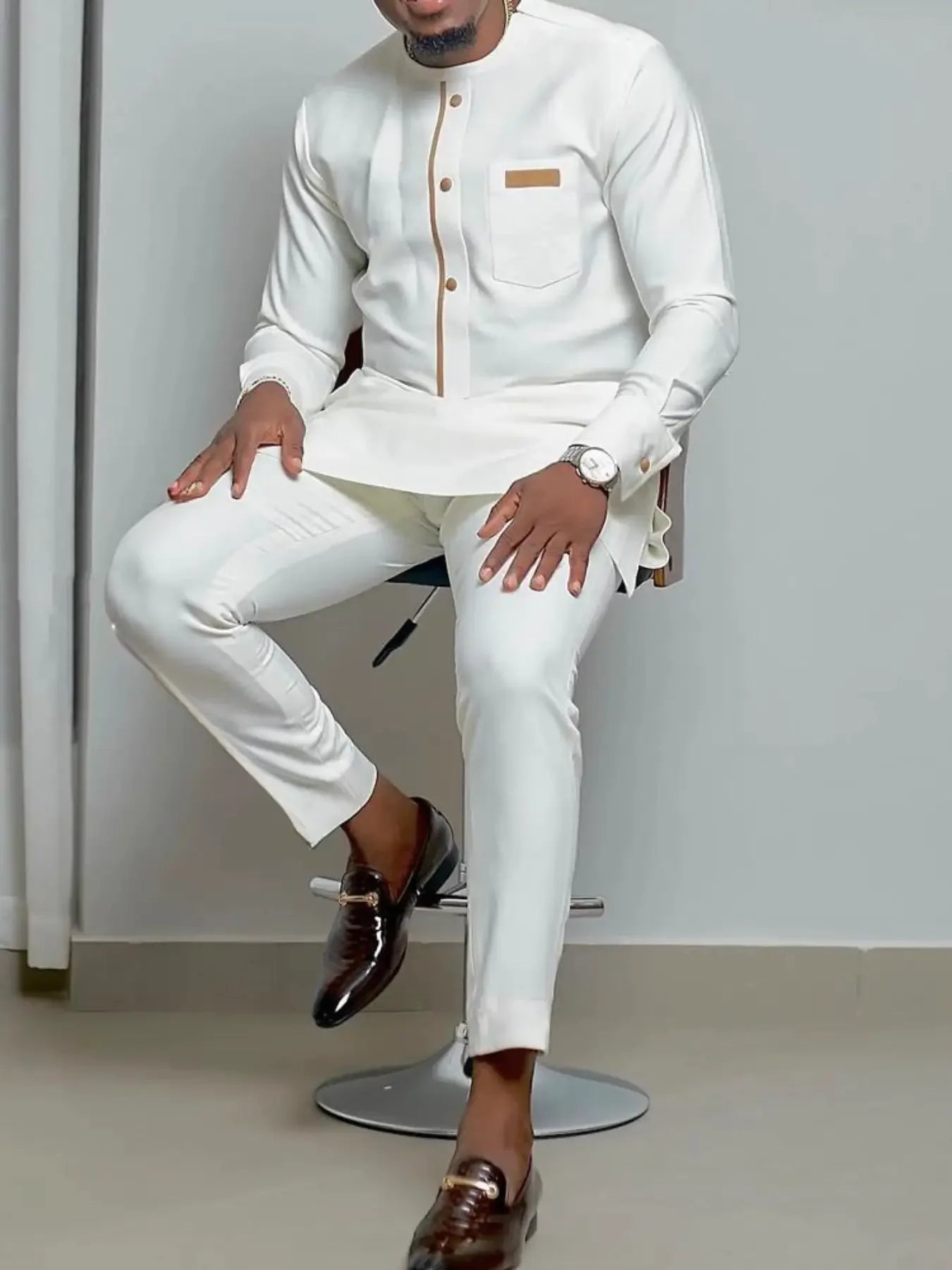 Mans Tracksuits Suits Set Kaftan Embroidered Long Sleeve Tops Pants 2Pcs Set Outfits Wedding Wear African Ethnic Casual Clothing