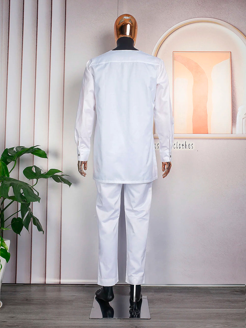 H&D African Clothes for Men White Tradition Wedding Party Clothing Robe Embroidery Shirt Pants 3 Pcs Set Dashiki Agbada Ramadan