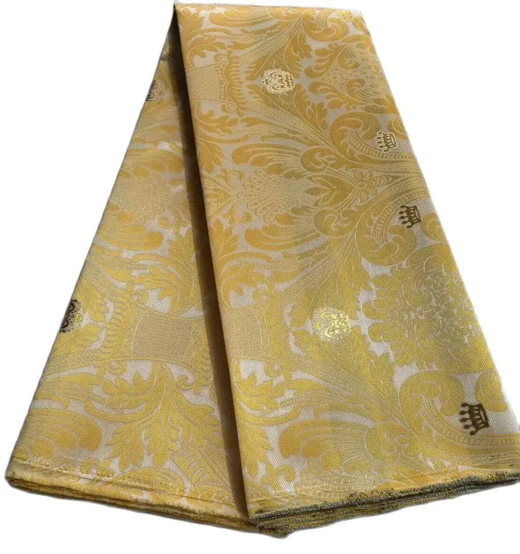 African Thick Damask Lace Fabric 2.5Yard Or 5Yards 2025 Jacquard Brocade Fabrics DIY Sew For Nigeria Women Headtie Aso obi Dress