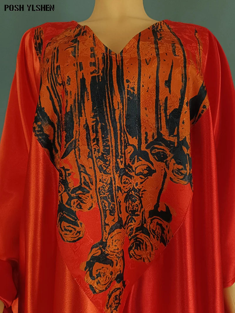 Plus Size African Long Dresses for Women 2025 Traditional Nigeria Print Patchwork Caftan Dress Abaya Musulman Robe Femme Clothes