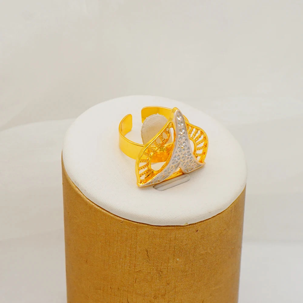 Trendy Nigerian Dubai Gold Color Jewelry Set For Women Tassel Long Chain Bridal Long Necklace Bracelet Earring Ring Wedding Sets