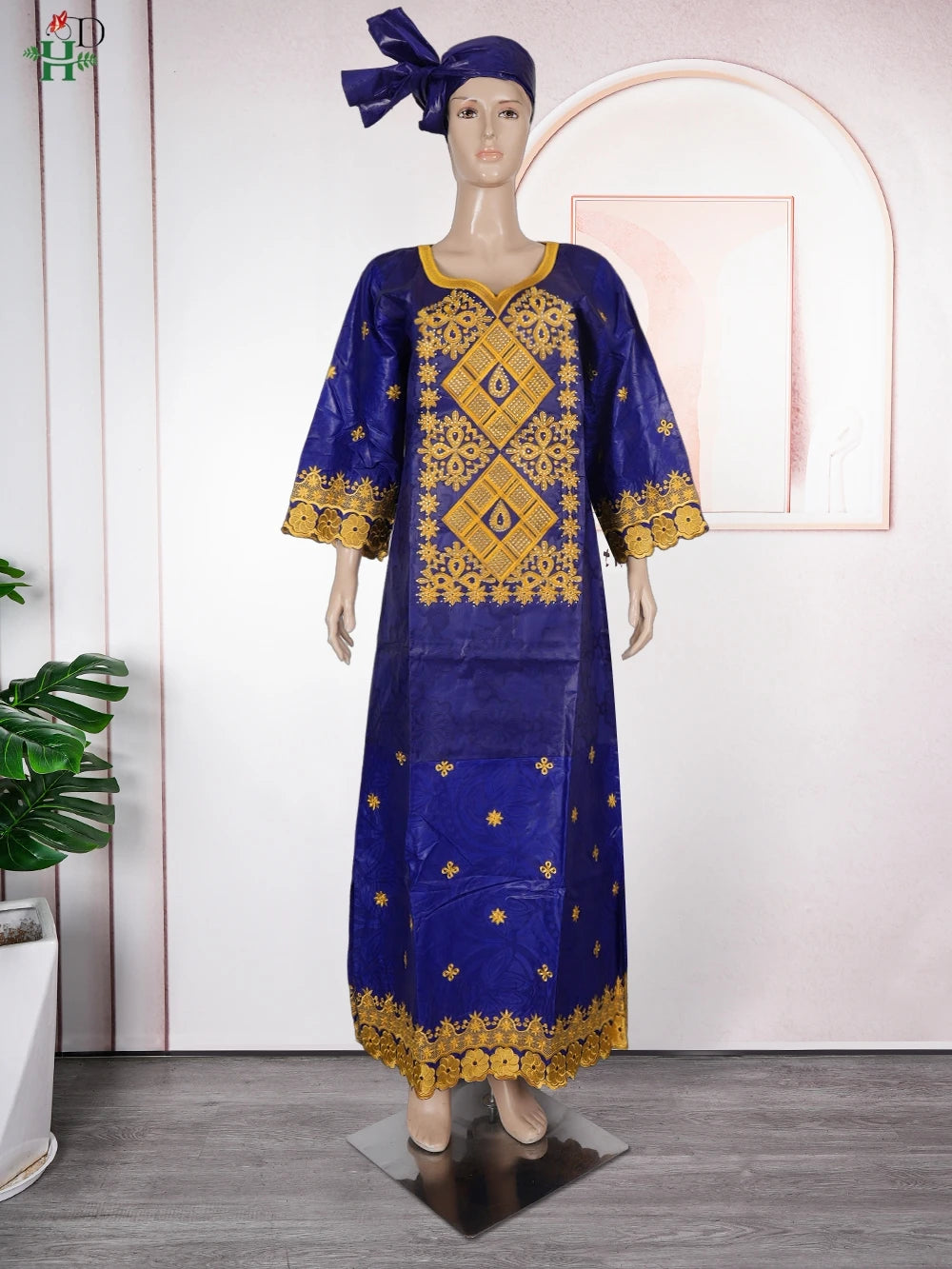H&D African Clothing Dresses For Women 2024 Elegant Wedding Party Gown Ankara Dashiki Long Dress Roupas Bazin Riche Robes
