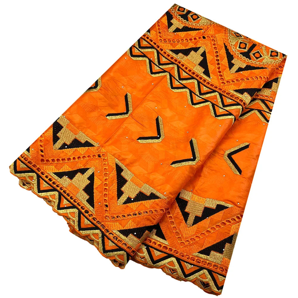 African Bazin Riche Fabric for Dress, African Lace Fabric, Nigerian Embroidery, 100% Cotton, 2.5Yards, F05, Latest