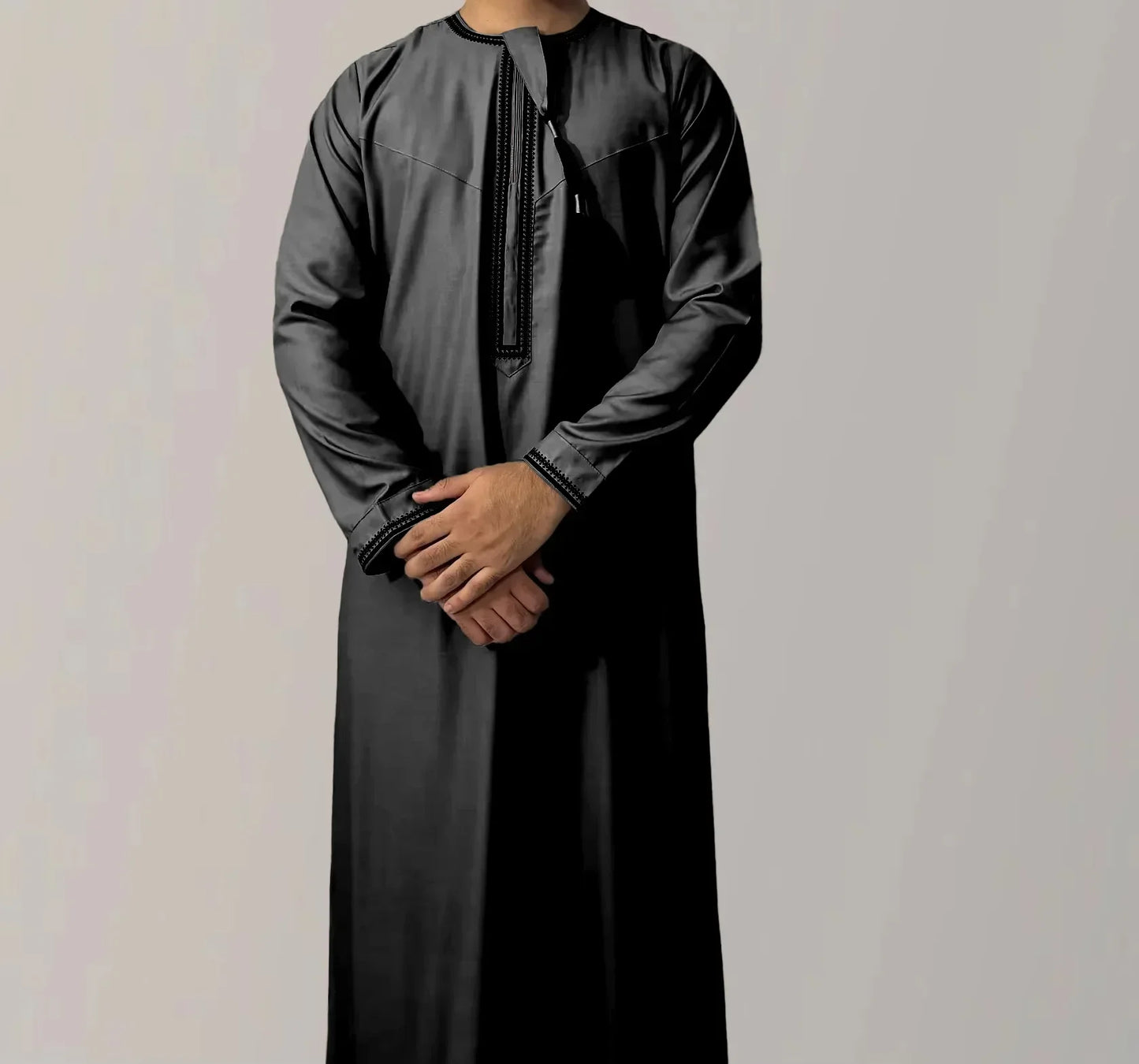 New Men's Muslim Fashion Abayas Dress O Neck Long Sleeve Pullover Kaftan Pakistan Saudi Arab Caftan Islamic Clothing Prayer Robe