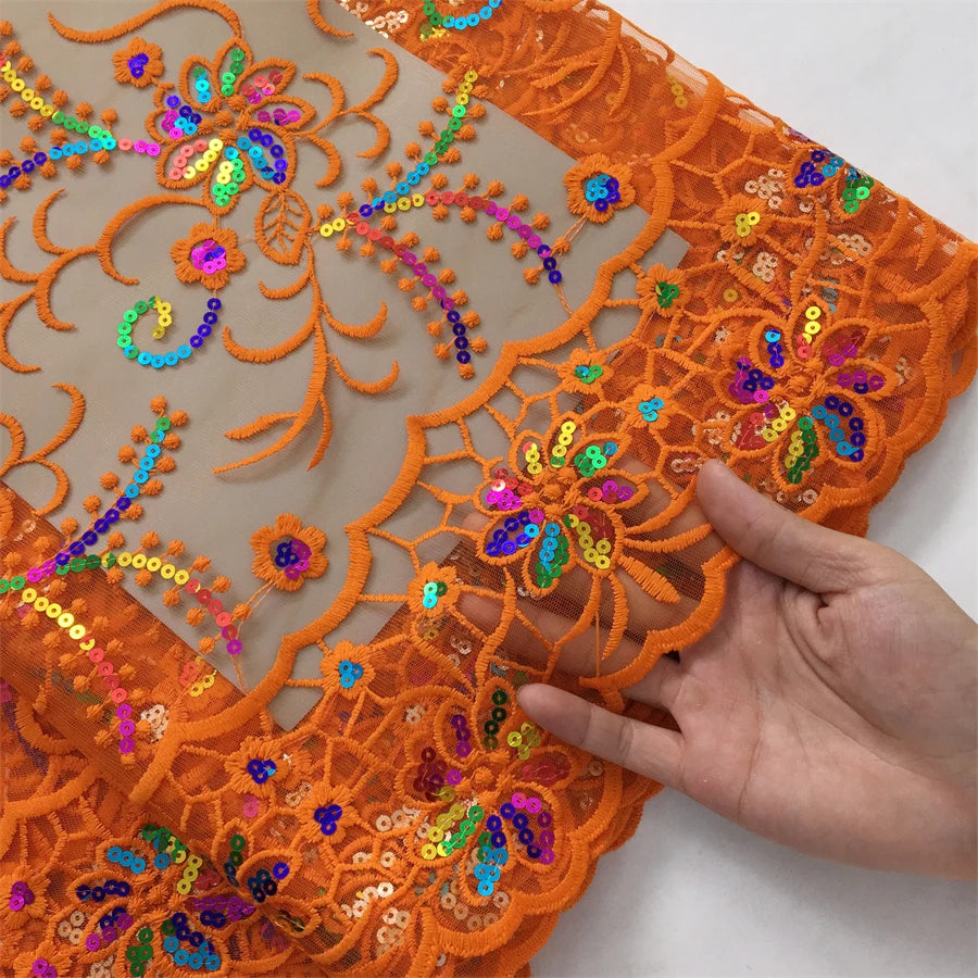 For Sewing Luxury Midi Party Dresses French Tulle Mesh Lace Newest Design African Nigerian Embroidered Lace Fabric,2.5yards 3846